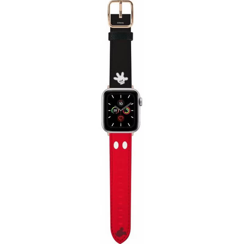 迪士尼米奇老鼠十字壓紋牛皮革Apple Watch真皮錶帶Series 1-8,SE