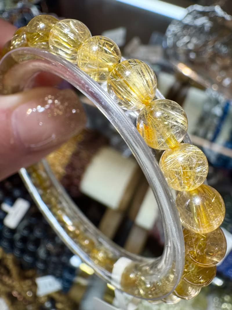 天然小珠黃金厚板鈦金鈦晶6.5mm11.49g旺事業避邪主招財陽氣旺