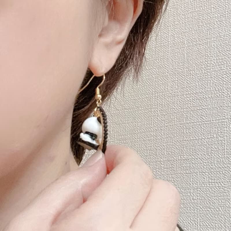 優雅的熊貓耳環  樹脂 夏天飾品