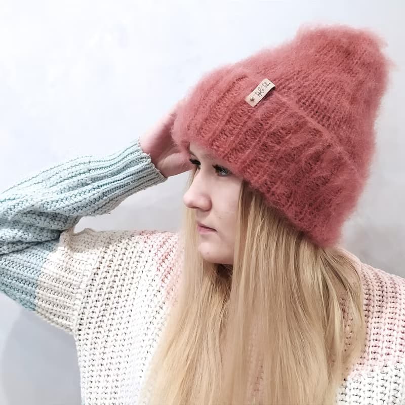 Fluffy pink womens hat | レディース帽子