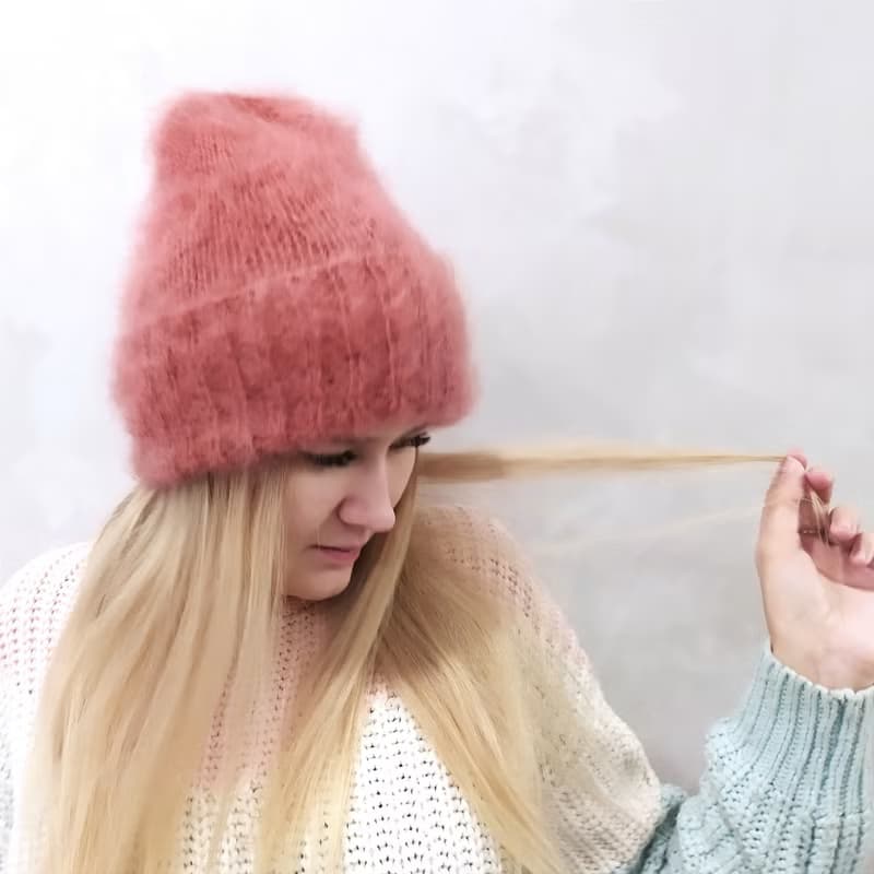 Fluffy pink womens hat | レディース帽子