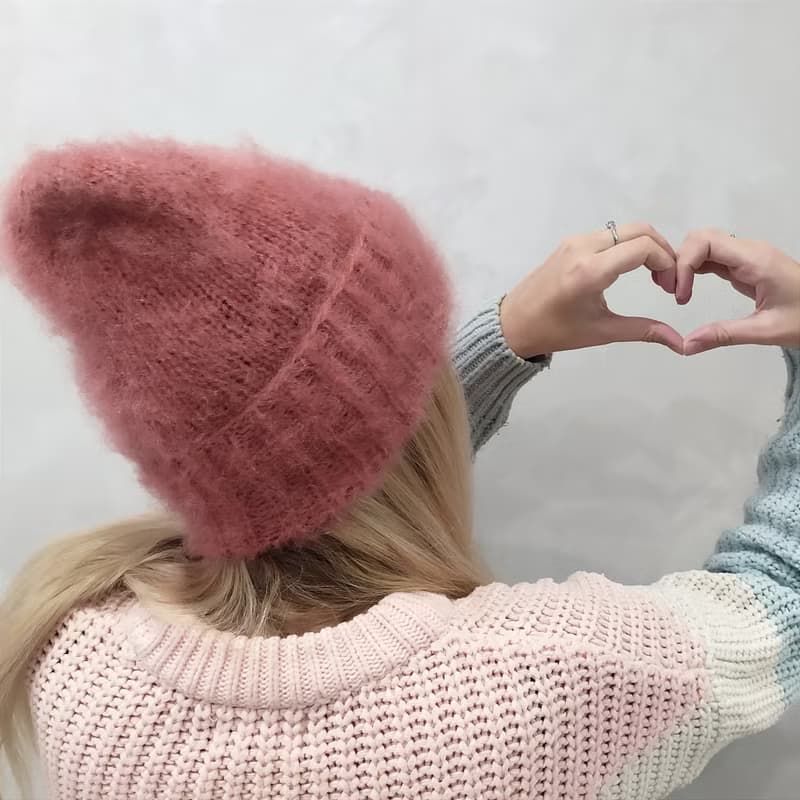 Fluffy pink womens hat | レディース帽子