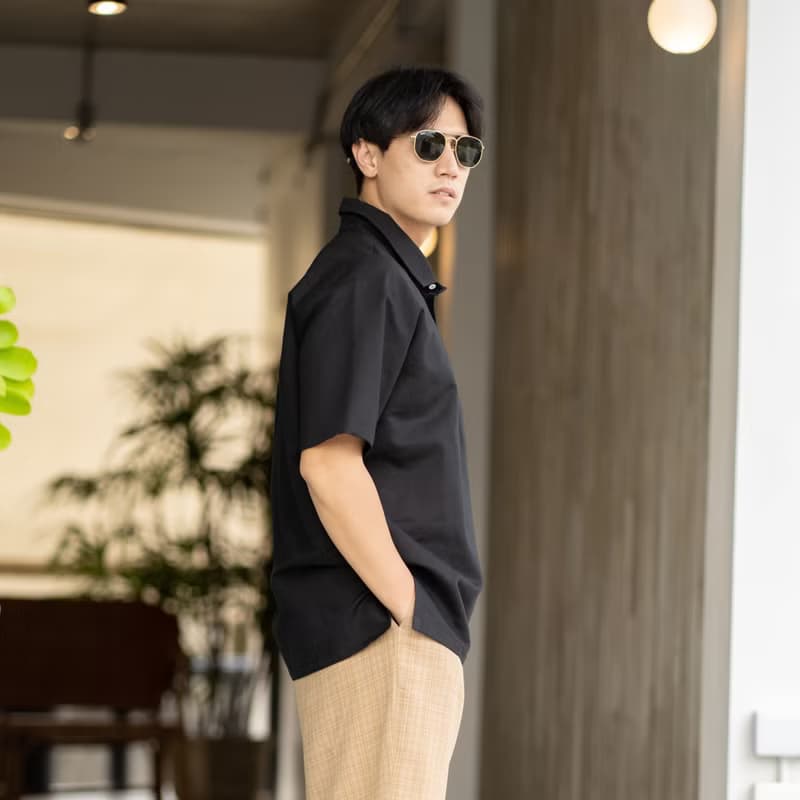 Blue & J Natural Linen Shirt - Black