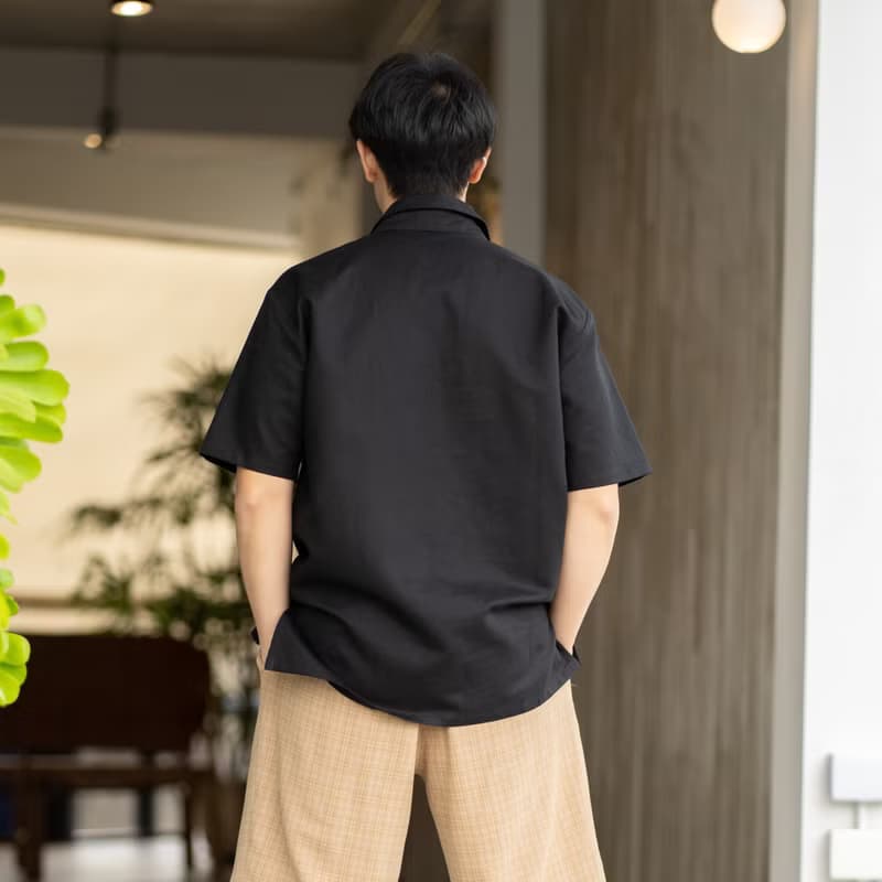 Blue & J Natural Linen Shirt - Black