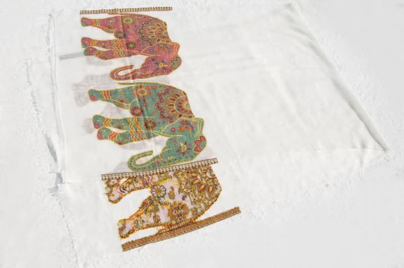 喀什米爾Cashmere 編織羊絨圍巾 純羊毛圍巾披巾 戒指絨披肩-大象