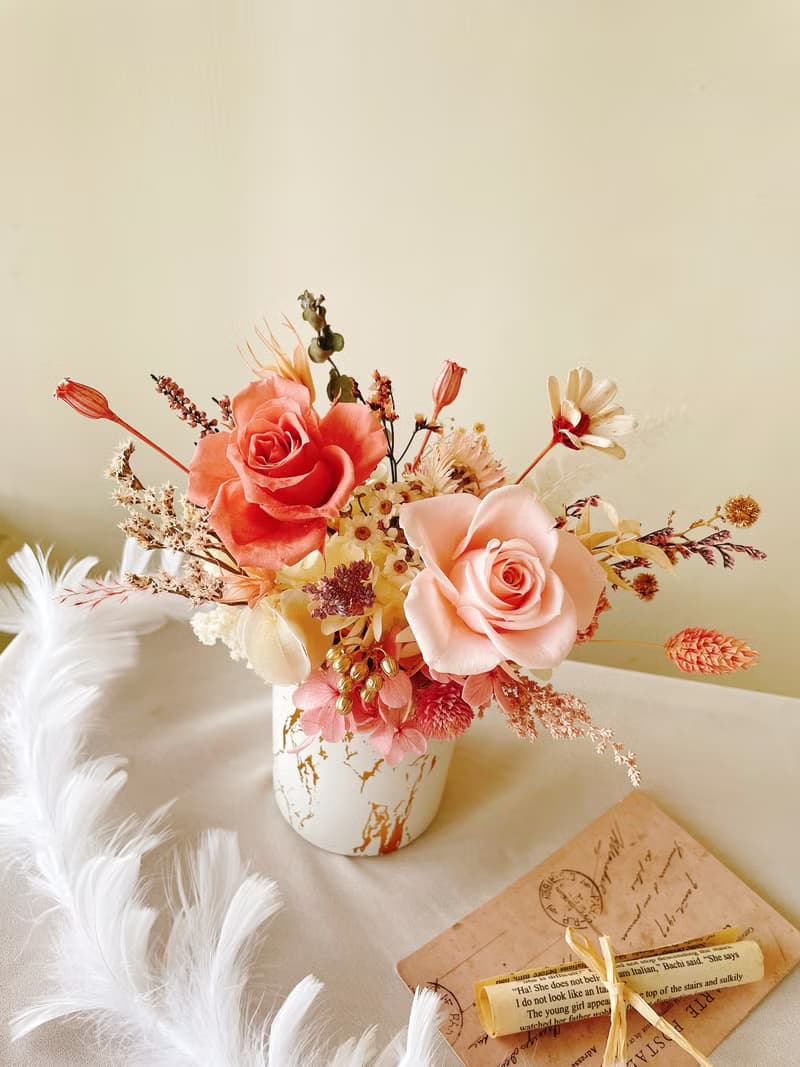 Miss。花謎 【金典】捧花桌花 盆花 永生花 開幕花禮 大理石紋