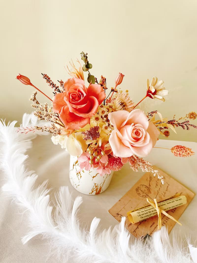 Miss。花謎 【金典】捧花桌花 盆花 永生花 開幕花禮 大理石紋