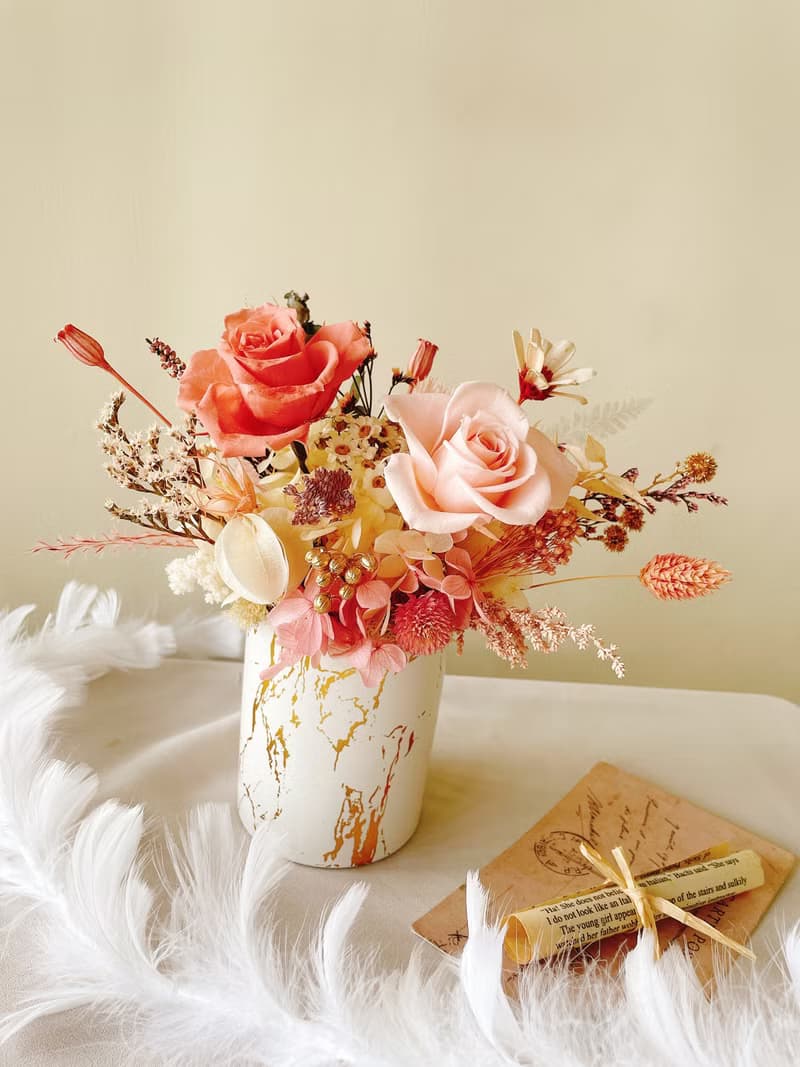 Miss。花謎 【金典】捧花桌花 盆花 永生花 開幕花禮 大理石紋