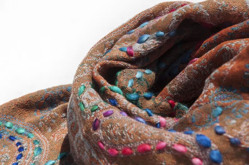 羊絨毯刺繡羊毛披肩/針織圍巾/刺繡圍巾/羊絨披巾/喀什米爾Cashmere 聖誕禮物 情人節禮物 交換禮物 生日禮物-花