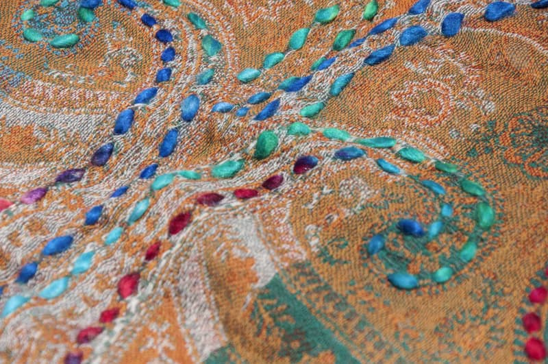 羊絨毯刺繡羊毛披肩/針織圍巾/刺繡圍巾/羊絨披巾/喀什米爾Cashmere 聖誕禮物 情人節禮物 交換禮物 生日禮物-花