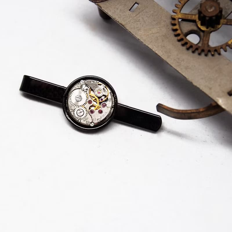 Steampunk蒸汽龐克風格 1960 機芯領帶夾BK