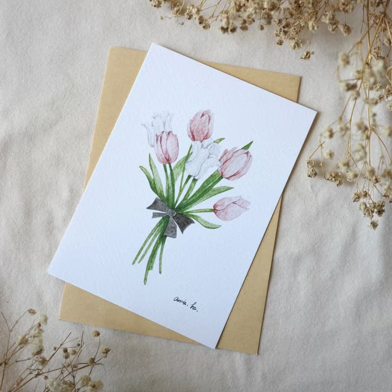 暖意花束 / 手繪明信片萬用卡 ( 五入組 )