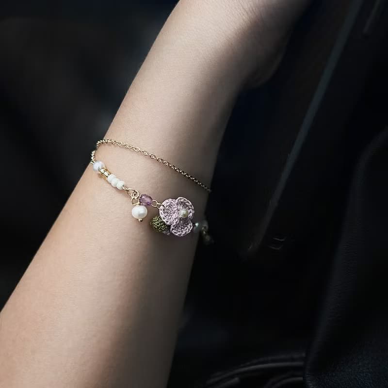 【原創手作】霧櫻語 手鍊 鉤針 立體 聖誕節 送禮 禮物