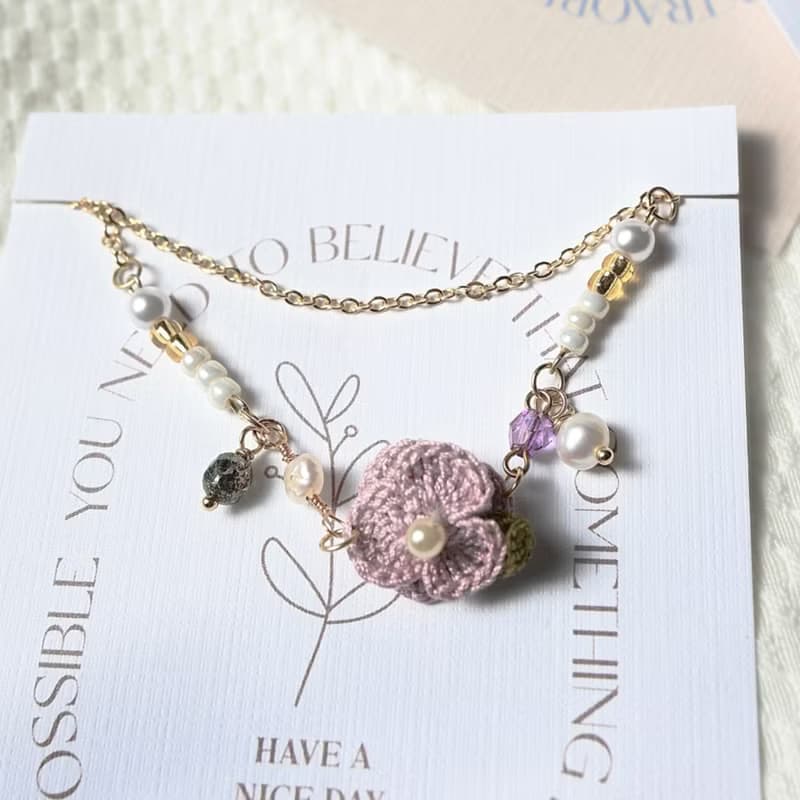 【原創手作】霧櫻語 手鍊 鉤針 立體 聖誕節 送禮 禮物