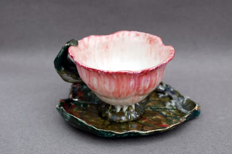Flower Shape Cup Leaf saucer Lizards Tea coffee cup and saucer