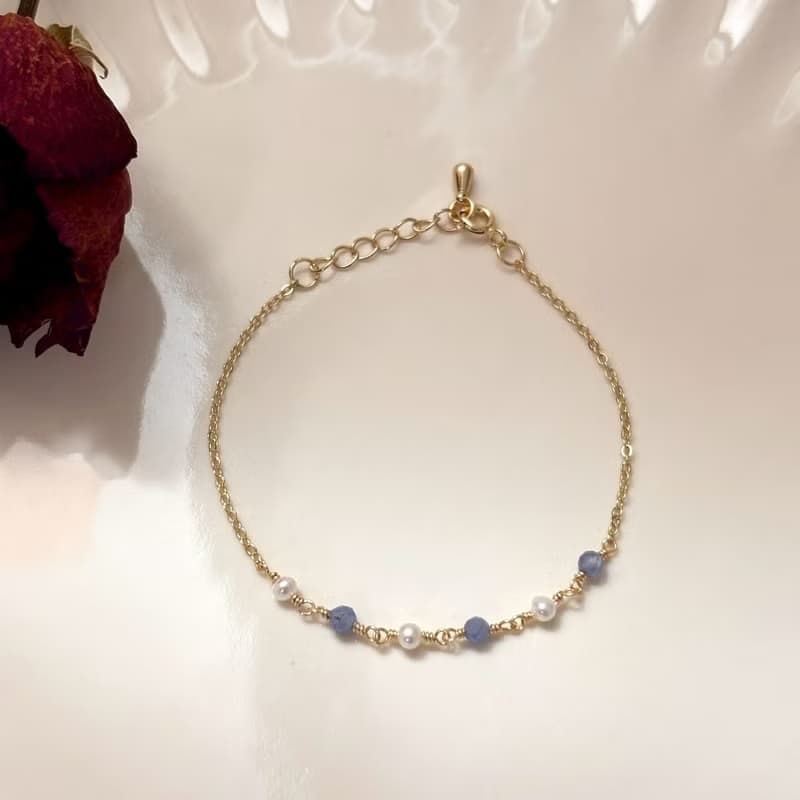 坦桑石珍珠手鍊 / 手作珍珠天然石飾品