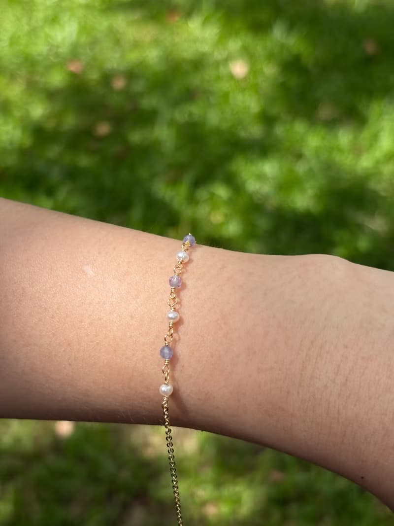 坦桑石珍珠手鍊 / 手作珍珠天然石飾品