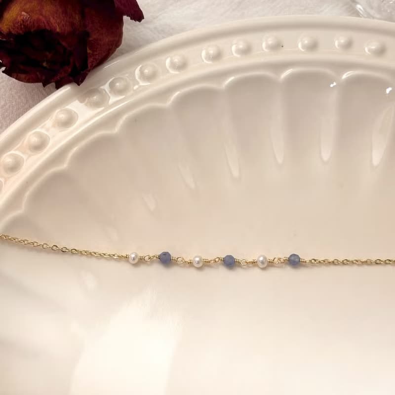 坦桑石珍珠手鍊 / 手作珍珠天然石飾品