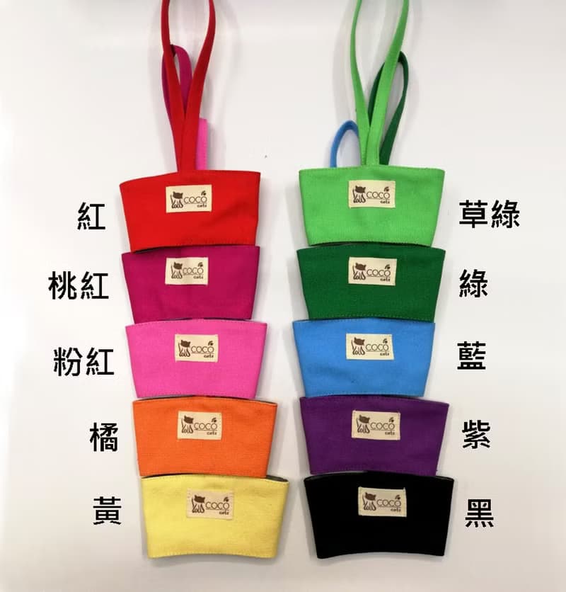 環保筷袋杯套組~手提式飲料杯套 餐具組收納袋 筷套(紅色)F08-001