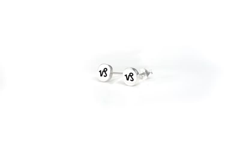 純銀 刻字 小圓耳環(大) 符號星座款 925純銀耳環 訂製銀飾