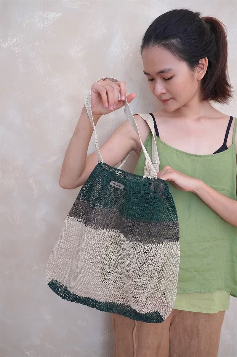 【森岱】葛藤編織。植物染鏤空造型提袋側背袋提袋