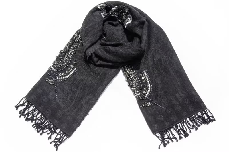 喀什米爾Cashmere/水煮羊毛披肩/針織圍巾/刺繡圍巾/羊絨披巾-花
