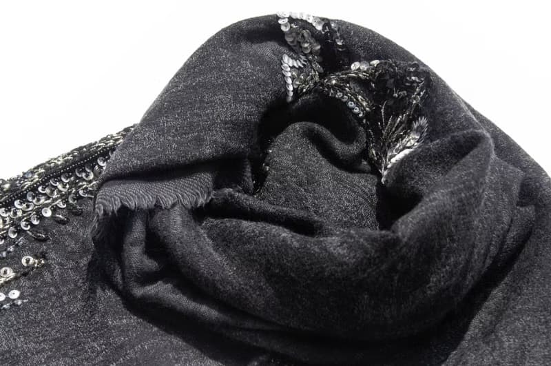 喀什米爾Cashmere/水煮羊毛披肩/針織圍巾/刺繡圍巾/羊絨披巾-花