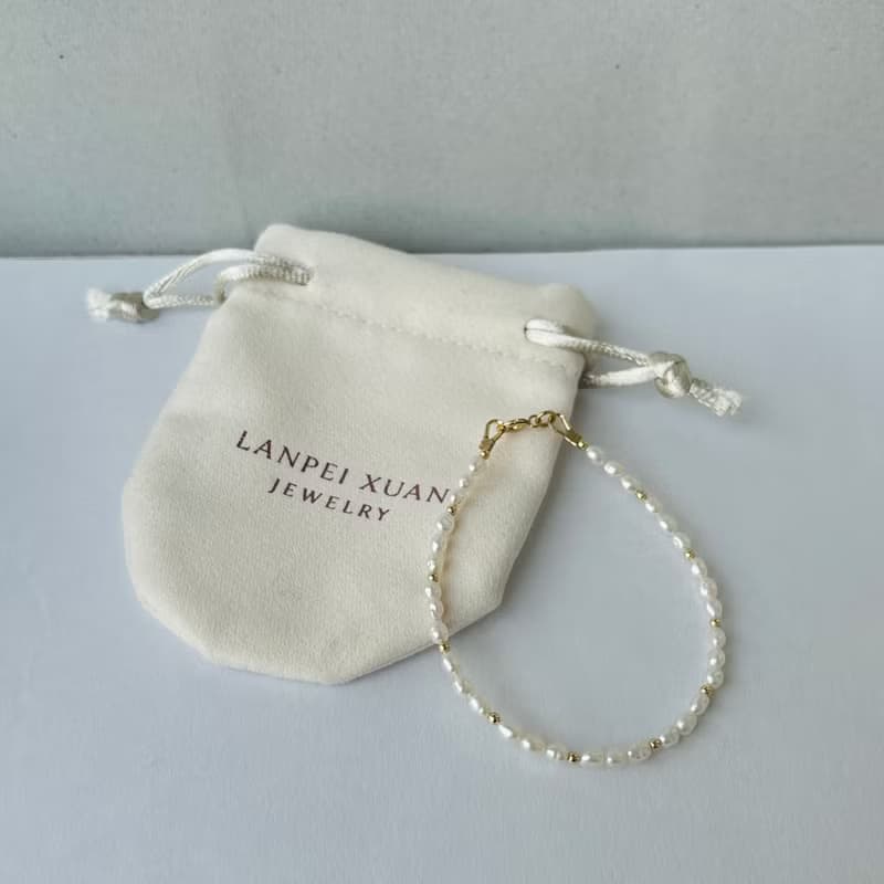 小米粒 天然 淡水珍珠 × 14KGF 小金豆手鍊 極細光系列