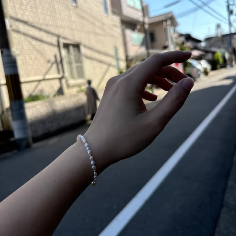小米粒 天然 淡水珍珠 × 14KGF 小金豆手鍊 極細光系列
