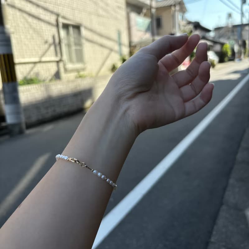 小米粒 天然 淡水珍珠 × 14KGF 小金豆手鍊 極細光系列