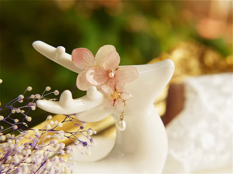 天然櫻花 日本染井吉野櫻 繡球花立體感花簇925純銀耳釘耳夾