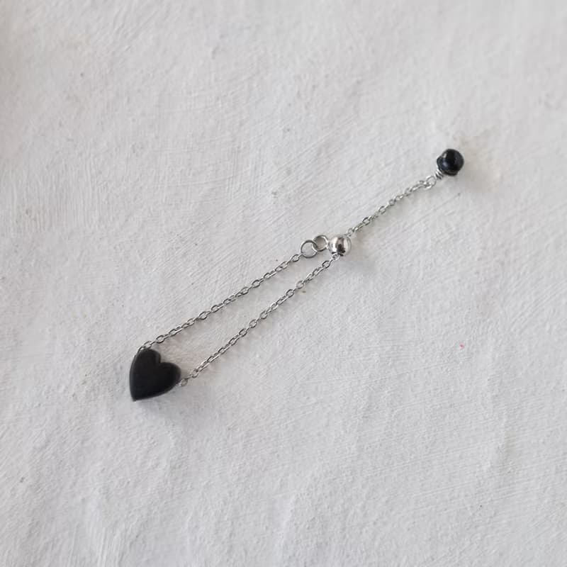 小小愛心 戒指 /黑/ 軟陶 / 不鏽鋼304/ 無尺寸
