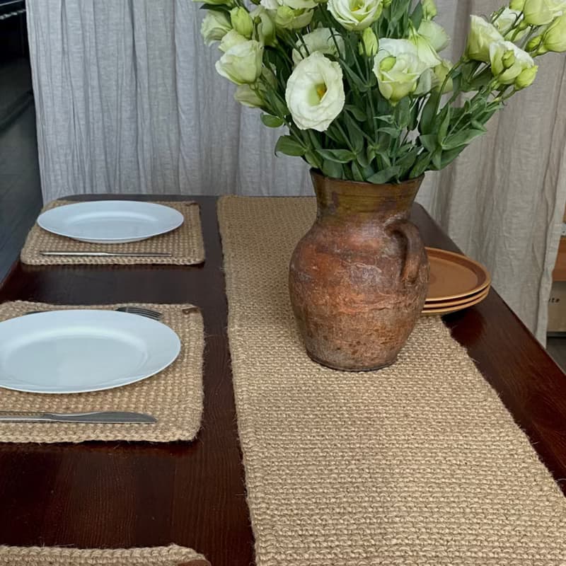 Crochet table runner Jute placemats Custom table set Handmade Natural table mats