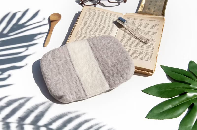 純羊毛氈隔熱手套/廚房用品/羊毛氈保溫手套/阻熱手套-淺灰色白色