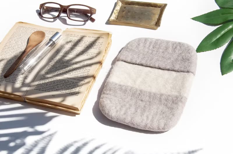 純羊毛氈隔熱手套/廚房用品/羊毛氈保溫手套/阻熱手套-淺灰色白色