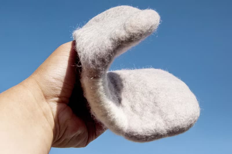 純羊毛氈隔熱手套/廚房用品/羊毛氈保溫手套/阻熱手套-淺灰色白色