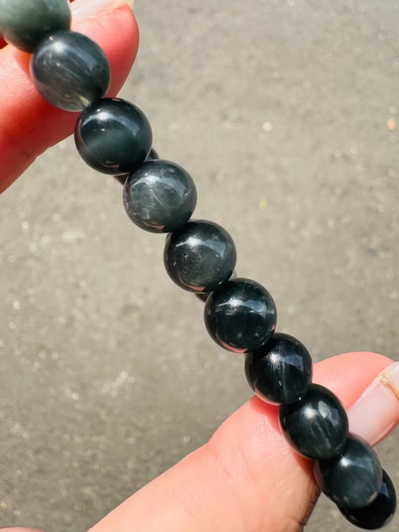 英倫風深灰藍兔毛水晶手珠8mm16.78g消除緊張增強說服力增加自信