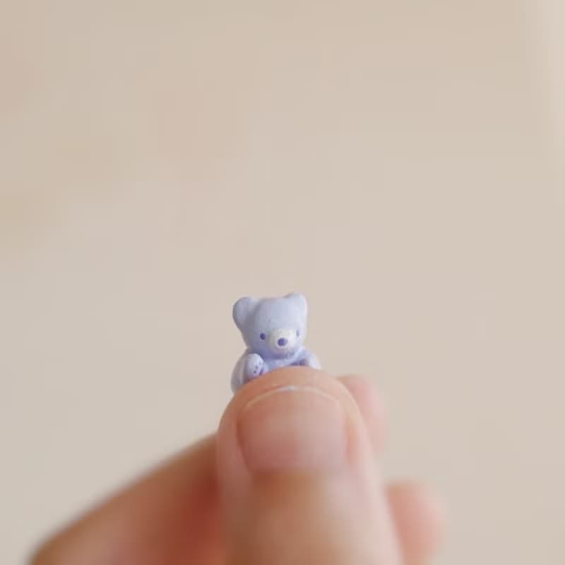 |獨角森林| 尋找遺失的月-小紫熊耳環/耳夾