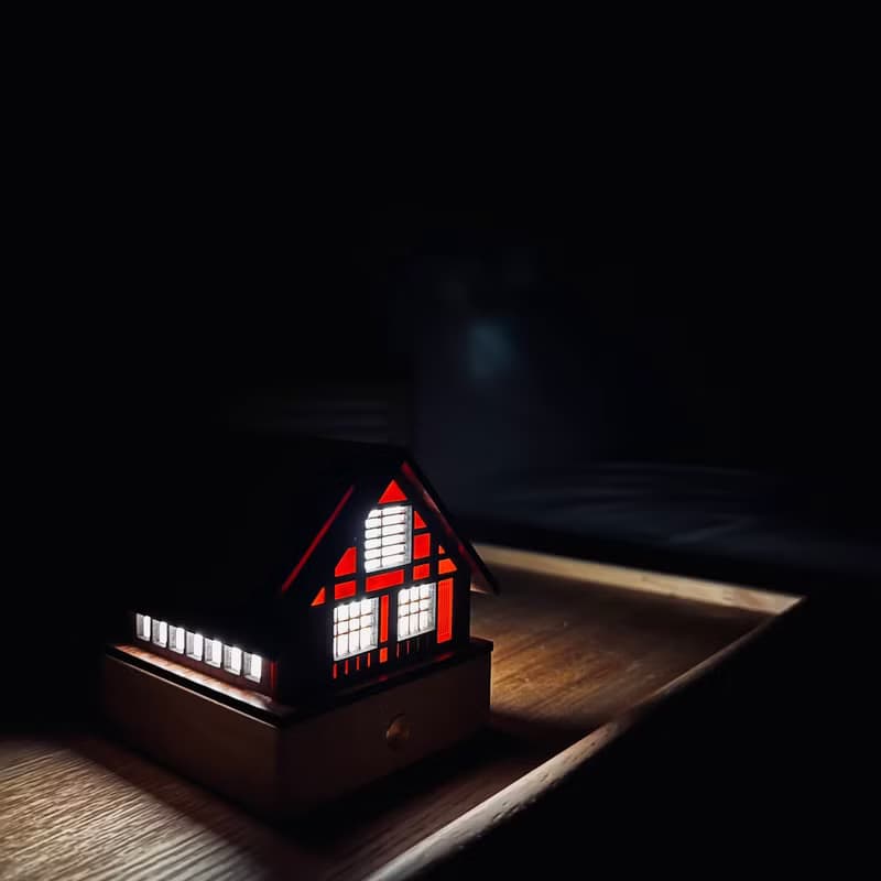 【木屋小夜燈-谷田二】床頭燈/桌面擺件/合掌村/原創設計/USB/LED