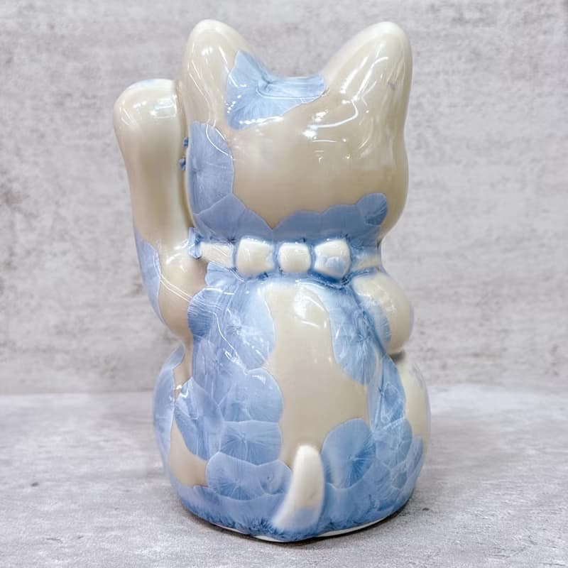 【銀藤招福】日本清水燒招財貓 | 花結晶 銀藤  千万両 左