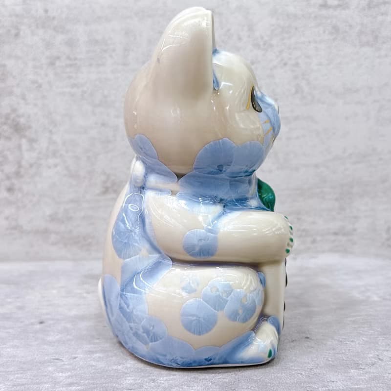 【銀藤招福】日本清水燒招財貓 | 花結晶 銀藤  千万両 左