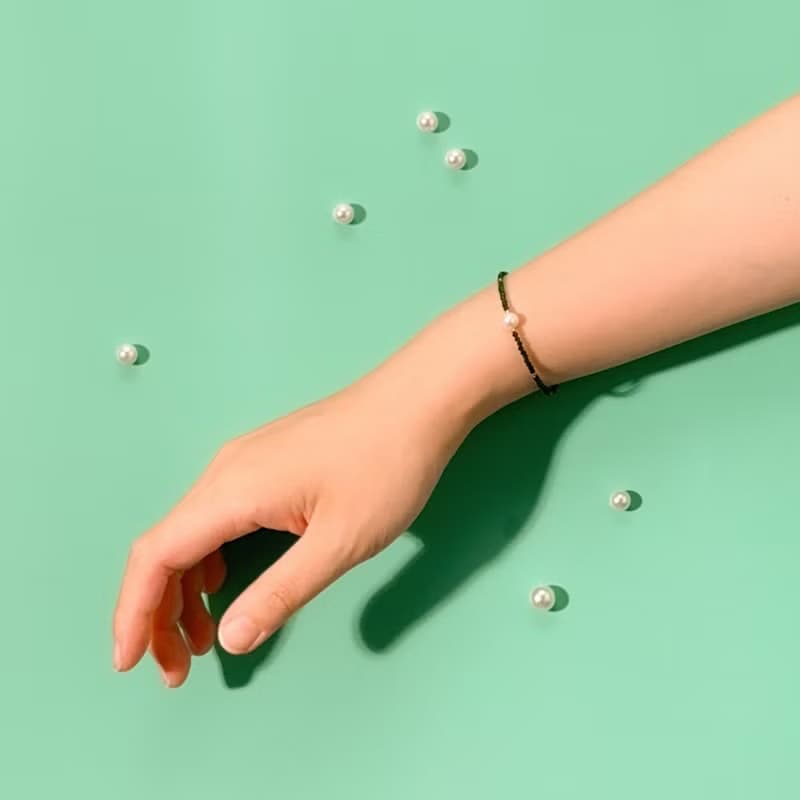 巴洛克珍珠綠瑪瑙316醫療鋼手鍊/寶石手鍊 珍珠 天然石 抗敏鋼