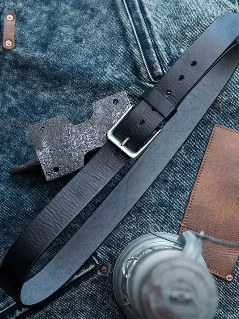 復古男腰帶 3.8寬 植鞣牛皮不鏽鋼針扣皮帶
