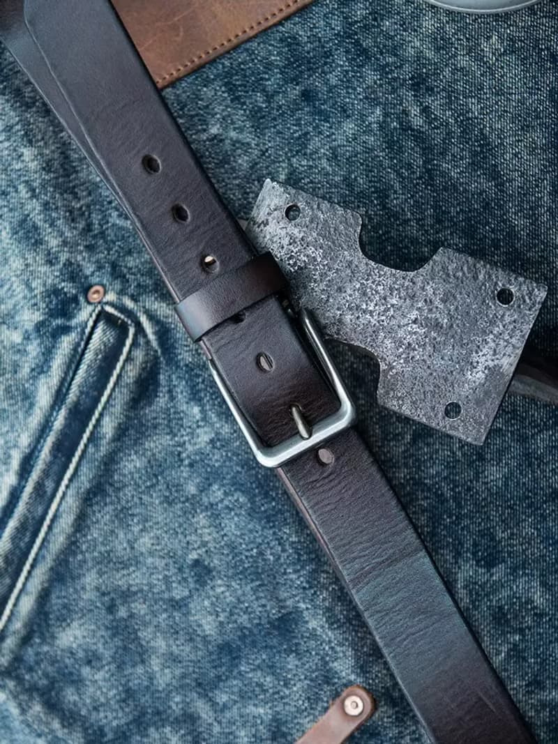 復古男腰帶 3.8寬 植鞣牛皮不鏽鋼針扣皮帶
