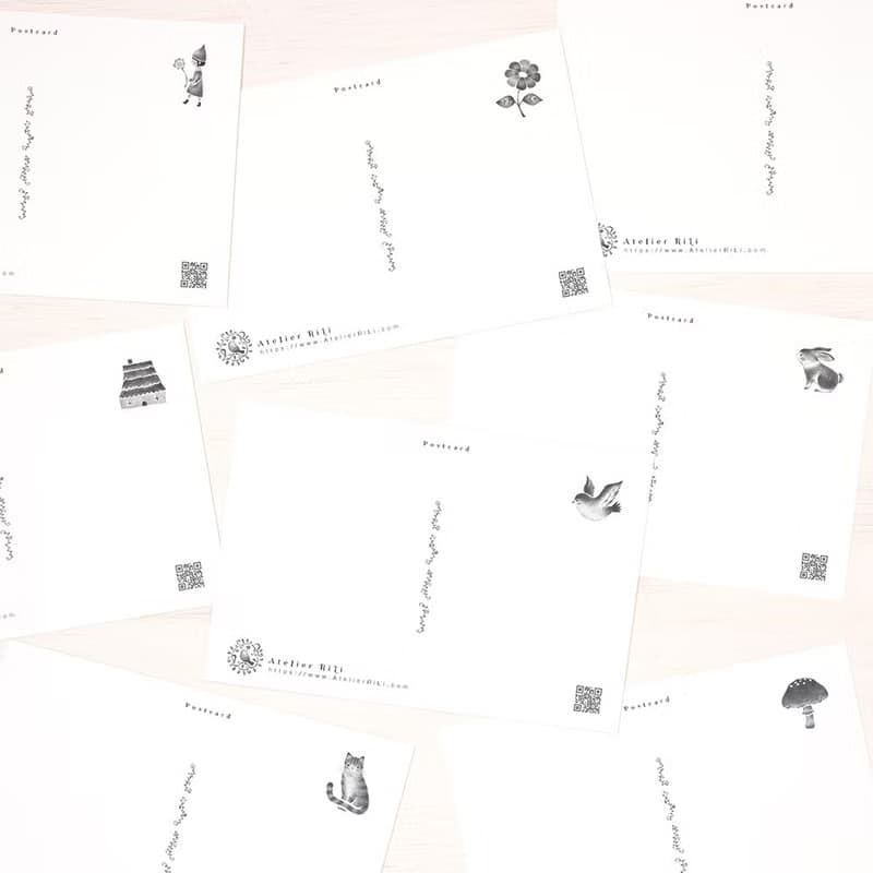 5枚セット。絵本のような。ポストカード "虹色の花束" PC-405