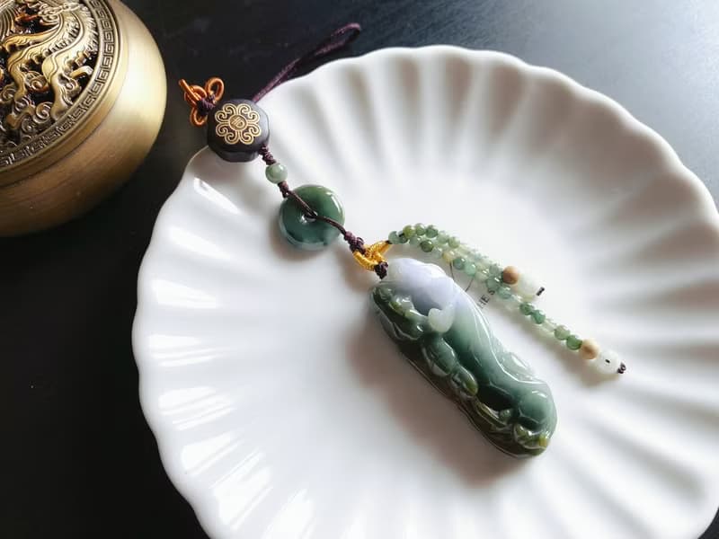 天然緬甸玉 翡翠 螭龍 平安扣 如意 一葉致富 發財 包掛 禮物