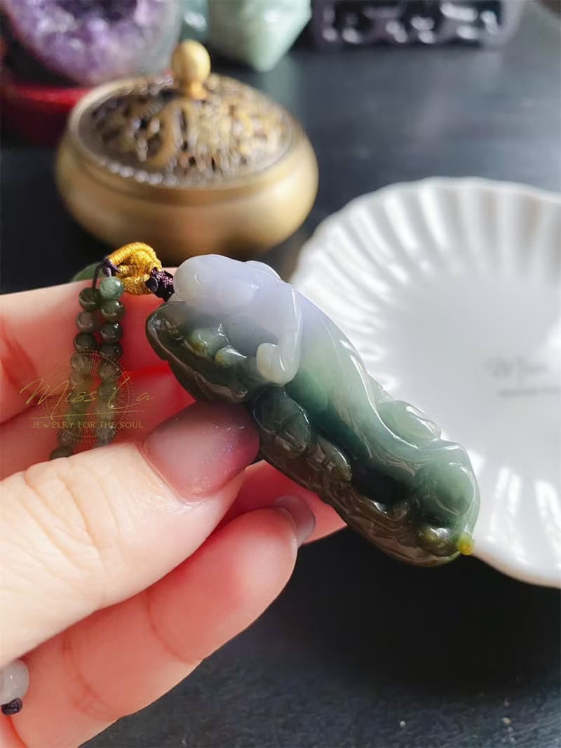天然緬甸玉 翡翠 螭龍 平安扣 如意 一葉致富 發財 包掛 禮物