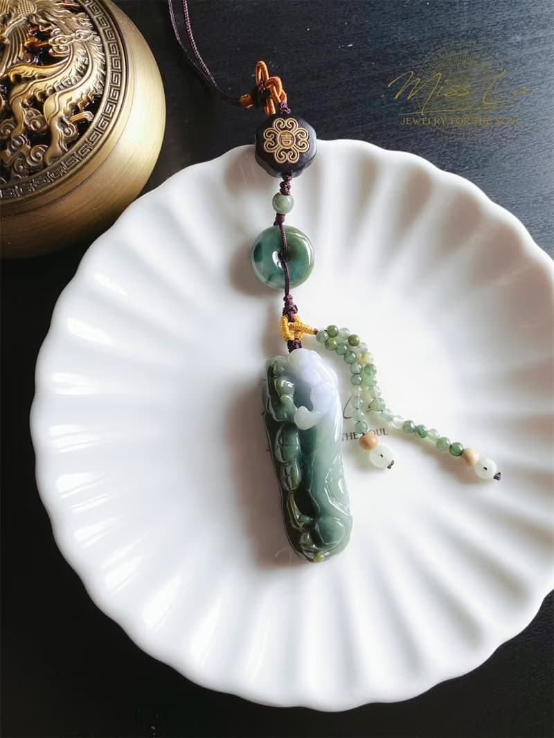 天然緬甸玉 翡翠 螭龍 平安扣 如意 一葉致富 發財 包掛 禮物