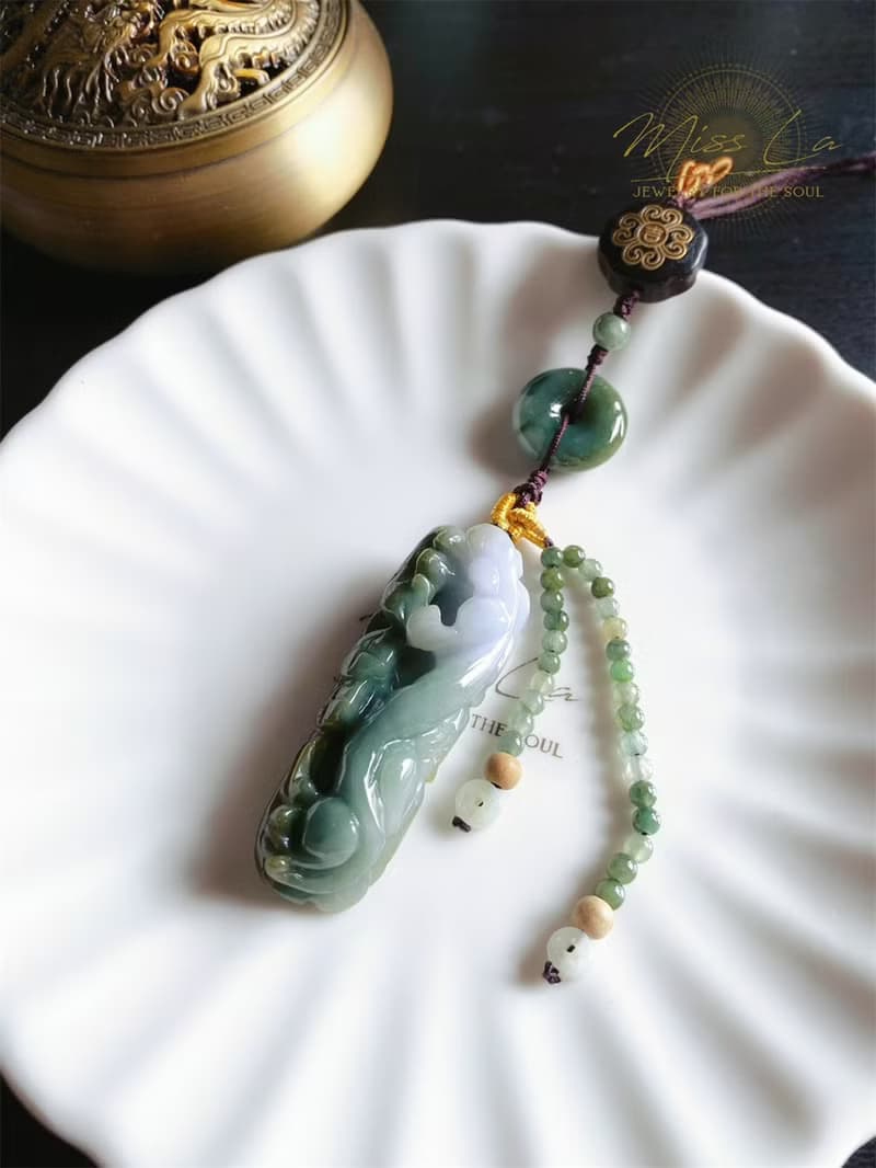 天然緬甸玉 翡翠 螭龍 平安扣 如意 一葉致富 發財 包掛 禮物