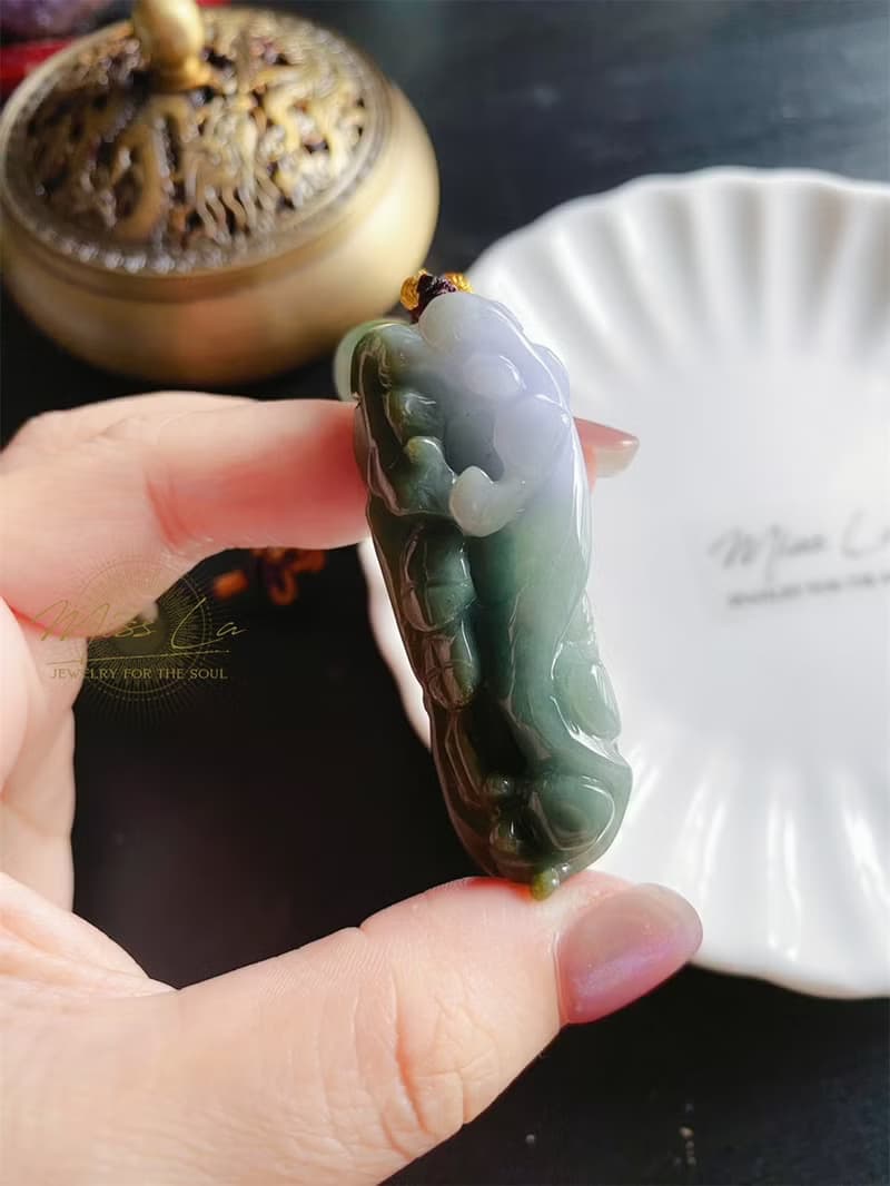天然緬甸玉 翡翠 螭龍 平安扣 如意 一葉致富 發財 包掛 禮物